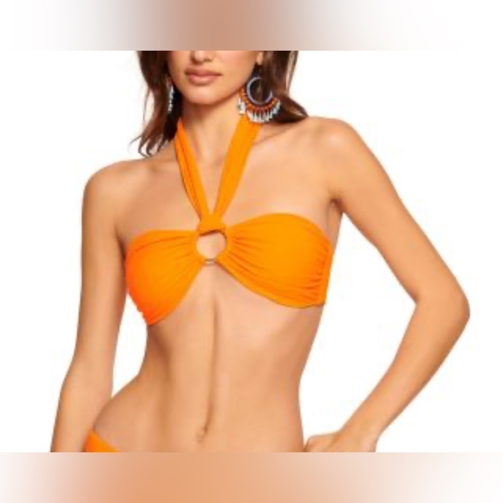 Ramy Brook Marie Halter Bikini Top Bright Orange Size M